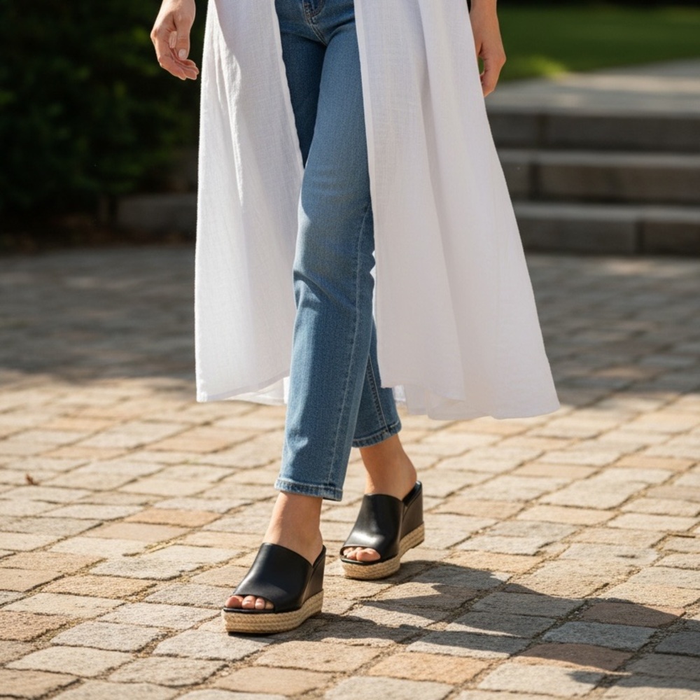 Kenneth Cole Reaction Black Leather Mules
